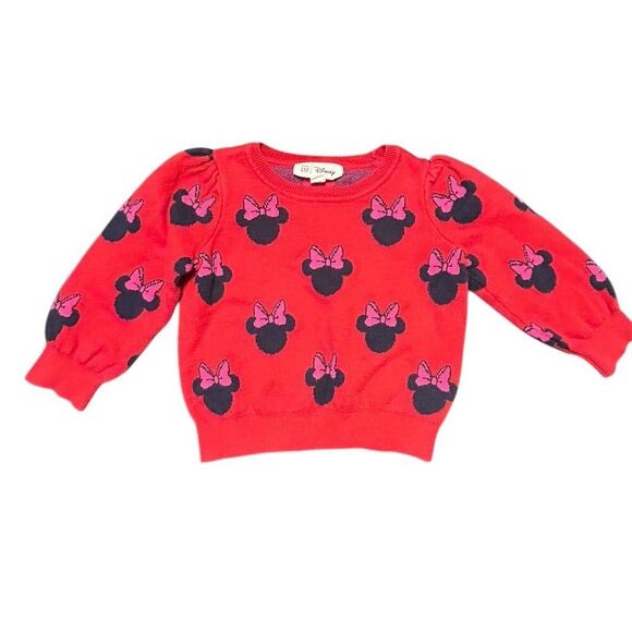 Disney Minnie Mouse Girls Sweater 2T Red Long Sleeve Pullover - Picture 1 of 9